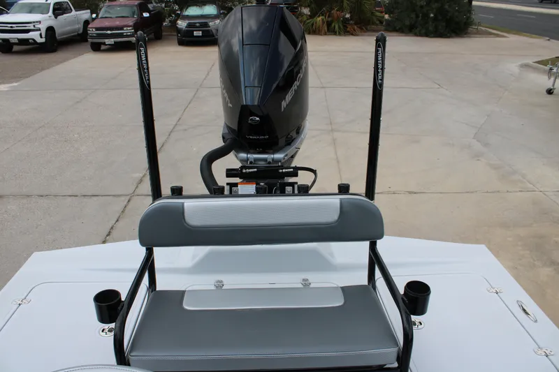 Slide: The Image of 2026 Mamba 24 Cat Elite boat with Mercury engine and dual Power-Pole anchors. - 7