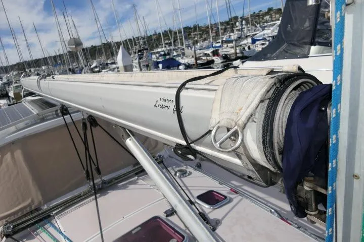 Slide: The Image of Catalina 400 MK II sailboat mast and rigging in marina, 2008 model. - 60