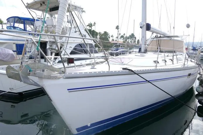Slide: The Image of 2008 Catalina 400 MK II sailboat docked in marina, side view. - 67