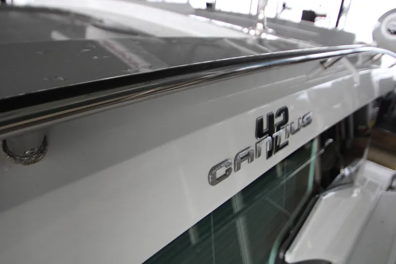 Slide: The Image of 2019 Cruisers Yachts 42 Cantius, sleek design with chrome detailing. - 104