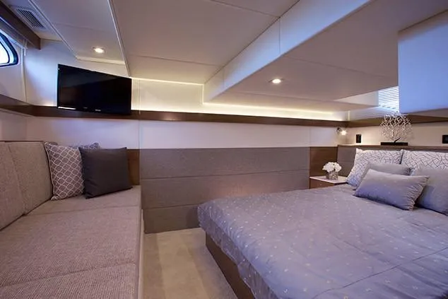 Slide: The Image of Interior view of 2019 Cruisers Yachts 42 Cantius, featuring modern design and cozy cabin. - 11