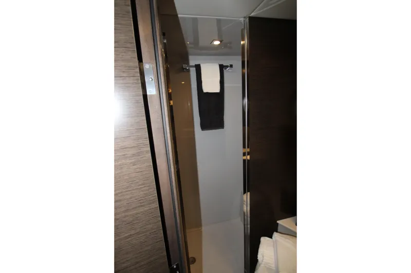 Slide: The Image of 2019 Cruisers Yachts 42 Cantius bathroom with modern design and towel rack. - 28