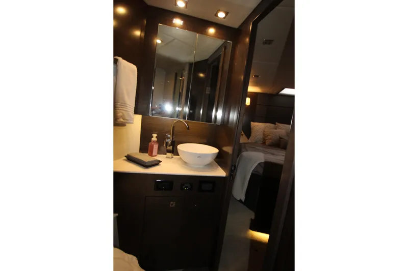 Slide: The Image of Luxurious bathroom interior of 2019 Cruisers Yachts 42 Cantius with modern fixtures. - 32