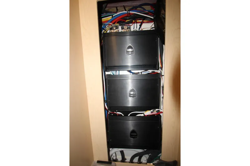 Slide: The Image of Electrical system of 2019 Cruisers Yachts 42 Cantius with organized wiring and components. - 40