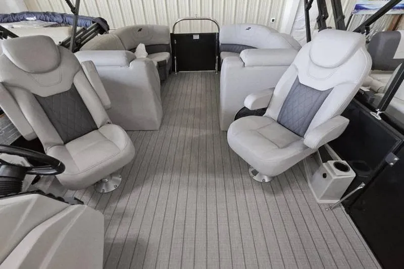Slide: The Image of 2024 Starcraft SLS 3 boat interior with luxurious seating and modern design. - 8