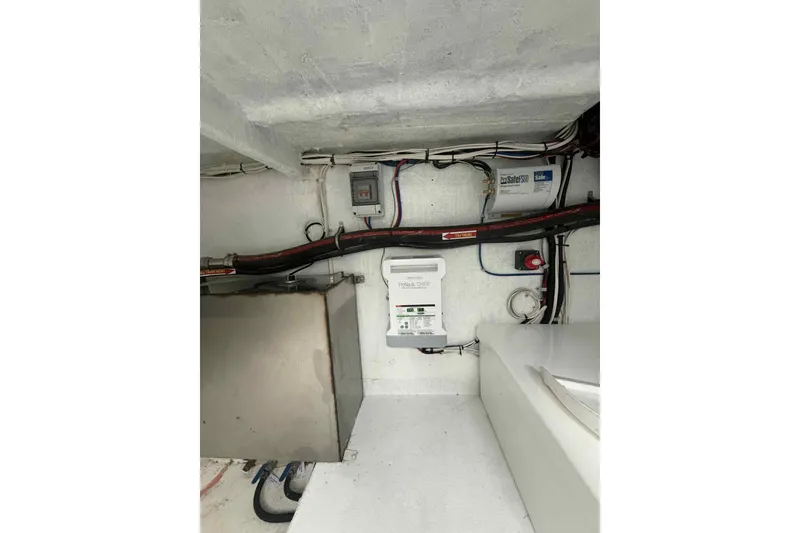 Slide: The Image of Engine room of 2025 Bracewell Commander 36SF with electrical components and wiring. - 30