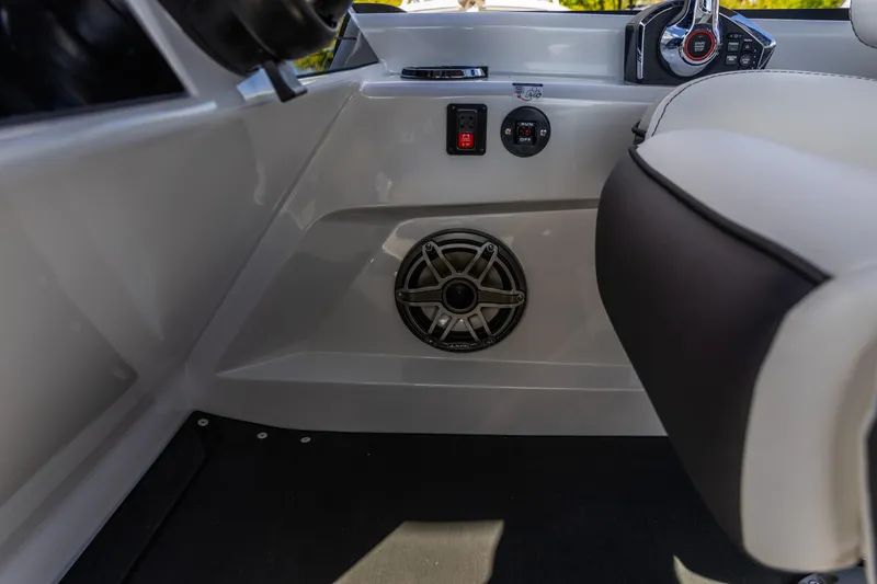 Slide: The Image of Interior of 2026 Viaggio Diamante Q boat, featuring speaker and control panel. - 14