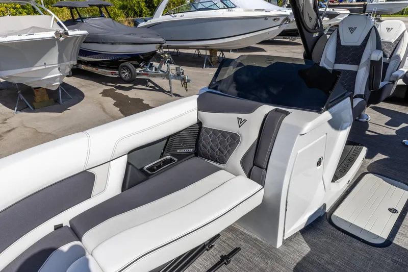 Slide: The Image of 2026 Viaggio Diamante Q boat interior with luxurious seating and modern design. - 8