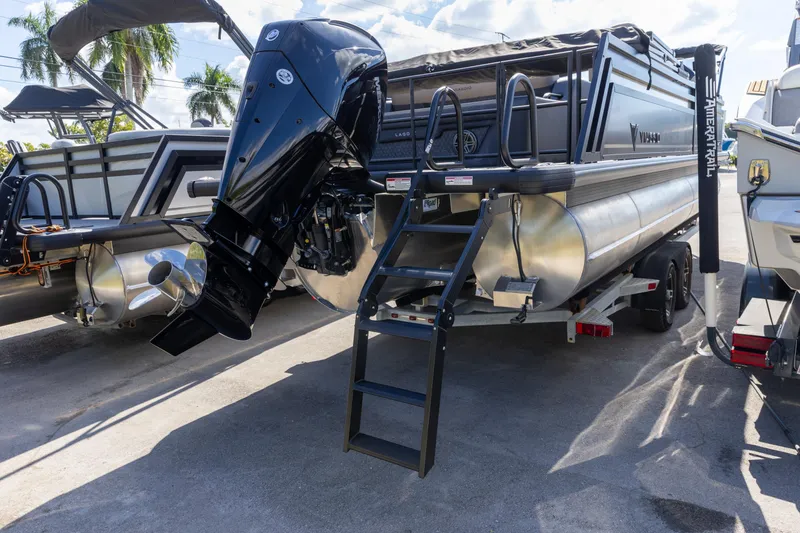 Slide: The Image of 2026 Viaggio Lago Z-S pontoon boat with powerful outboard motor and trailer. - 10