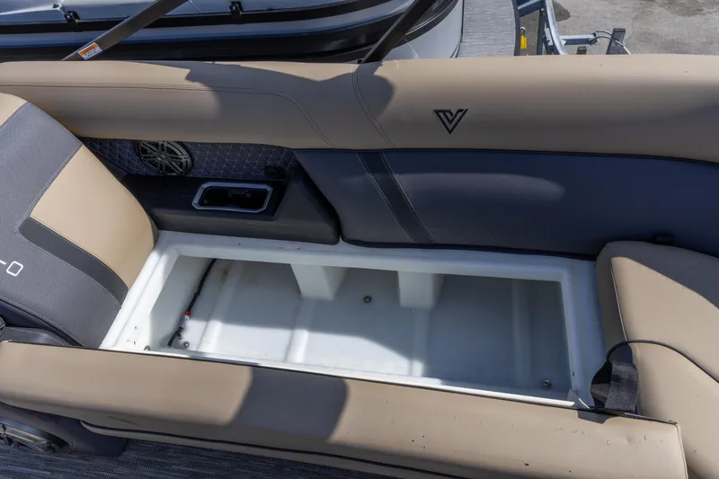 Slide: The Image of Open storage compartment in 2026 Viaggio Lago Z-S boat seat. - 21