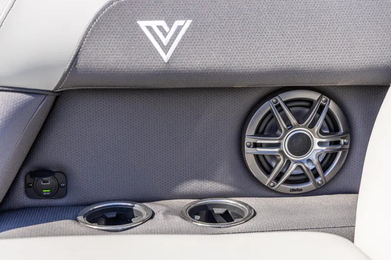 Slide: The Image of Interior of 2026 Viaggio Lago X-U with speaker and cup holders. - 12