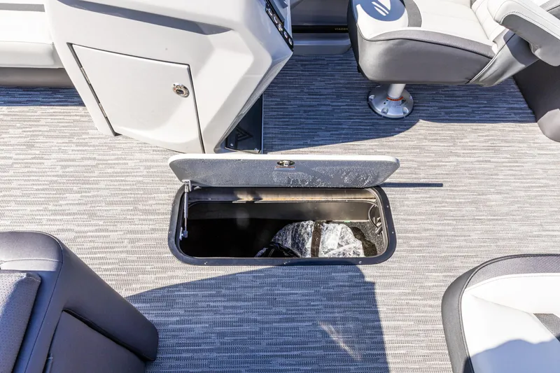 Slide: The Image of Underfloor storage compartment in 2026 Viaggio Lago X-U boat interior. - 17