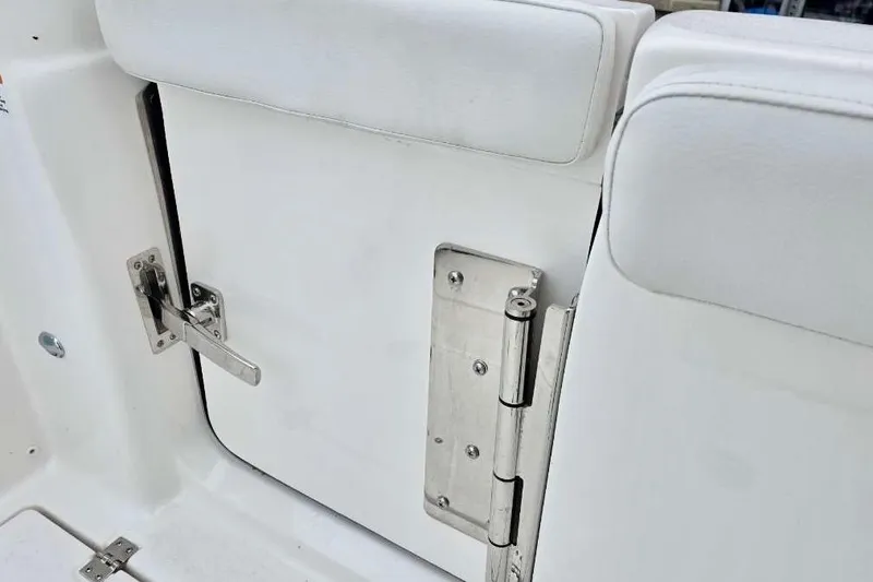 Slide: The Image of 2026 Sea Fox 288 Commander boat seat with stainless steel hinge and latch. - 12