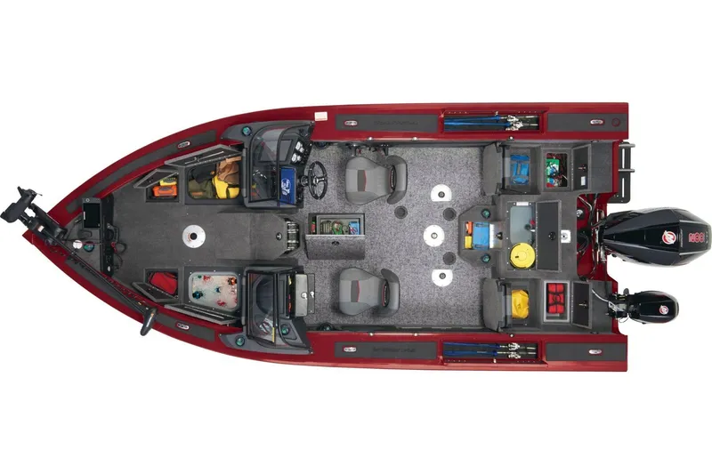 Slide: The Image of Top view of 2026 Tracker Targa V-19 Combo boat interior layout. - 4
