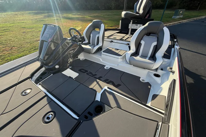 Slide: The Image of 2026 Nitro Z21 XL Pro boat interior with sleek seating and modern design. - 88