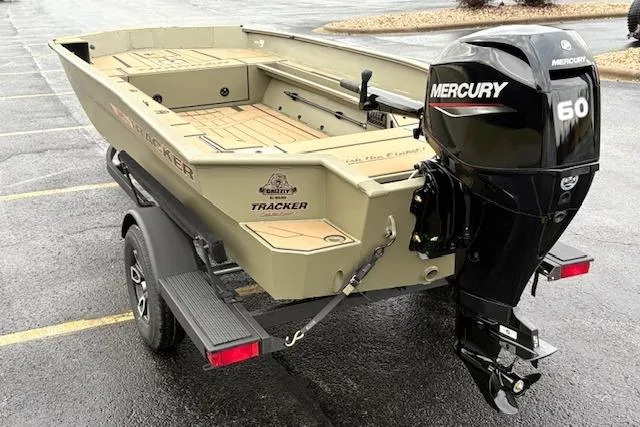Slide: The Image of 2026 Tracker Grizzly 1756 T Marsh boat with Mercury 60 outboard motor on trailer. - 7