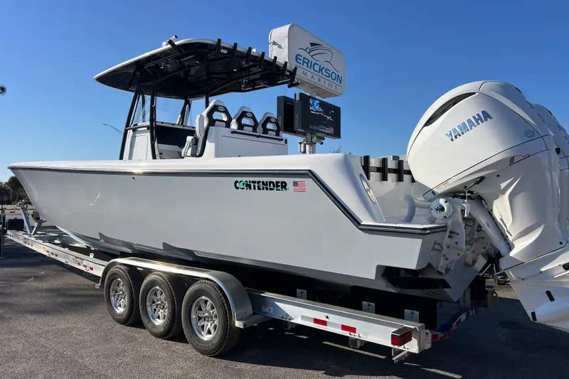 Slide: The Image of 2026 Contender 35 ST boat on trailer with Yamaha engines at Erickson Marine. - 3