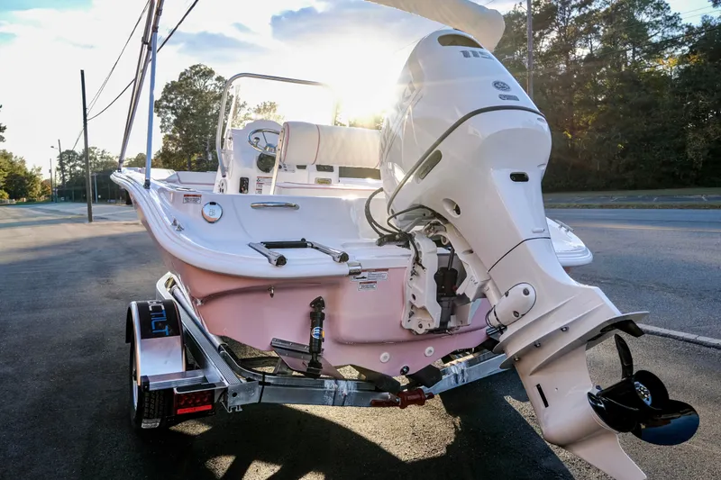 Slide: The Image of 2026 ALK2 Powerboats 18 CRS on trailer, showcasing sleek design and powerful engine. - 1