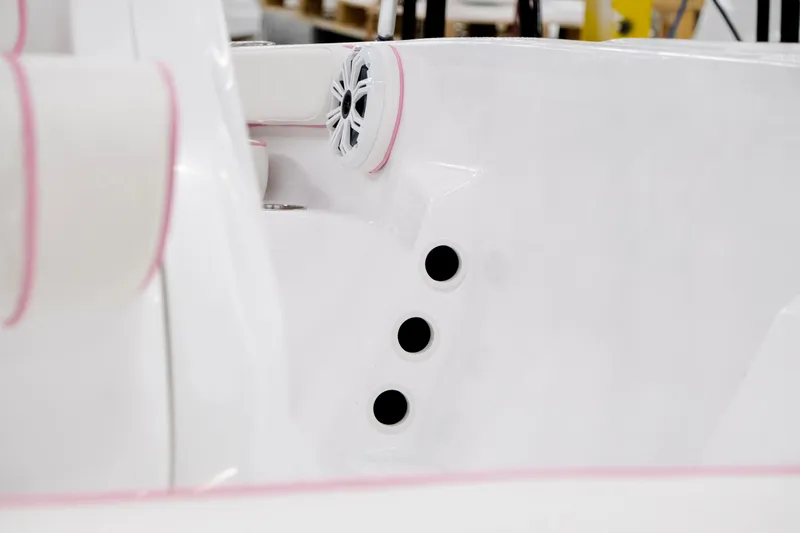 Slide: The Image of 2026 ALK2 Powerboats 18 CRS interior with speaker and ventilation details. - 9