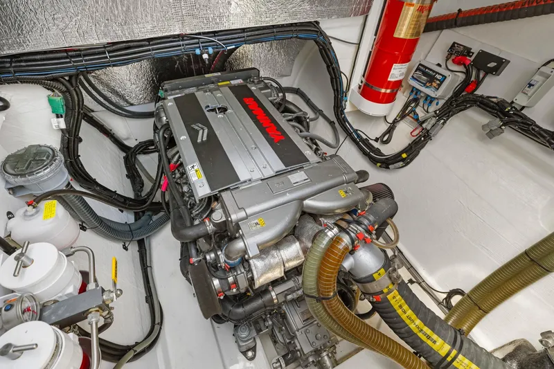 Slide: The Image of Engine room of 2024 Leopard 46 Powercat with Yanmar engine and fire safety equipment. - 81