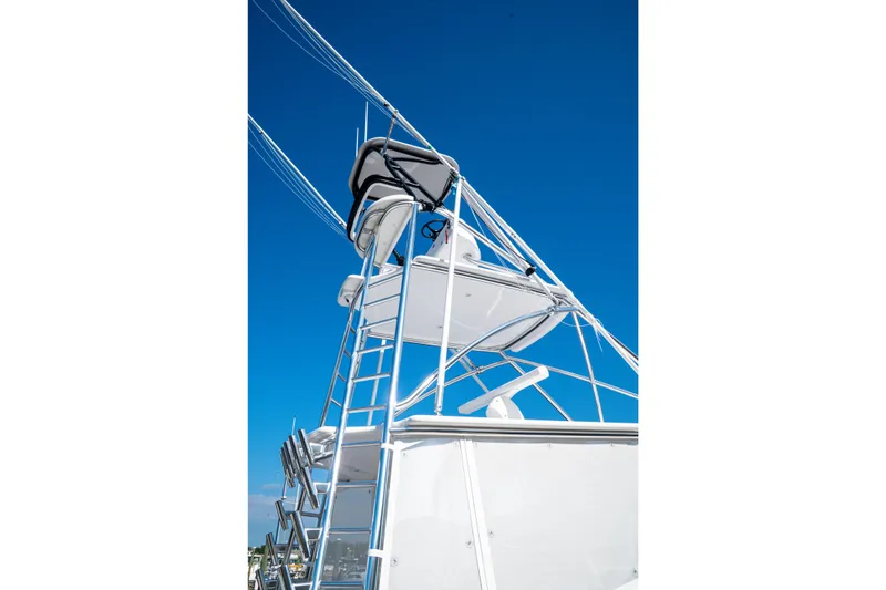 Slide: The Image of Tower of 2026 Front Runner 47 W/A boat against clear blue sky. - 2