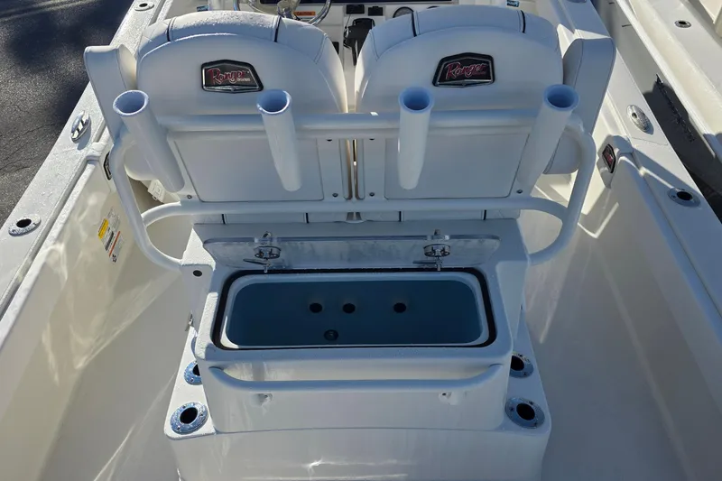 Slide: The Image of 2026 Ranger 2510 Bay boat console with steering wheel and control panel. - 11