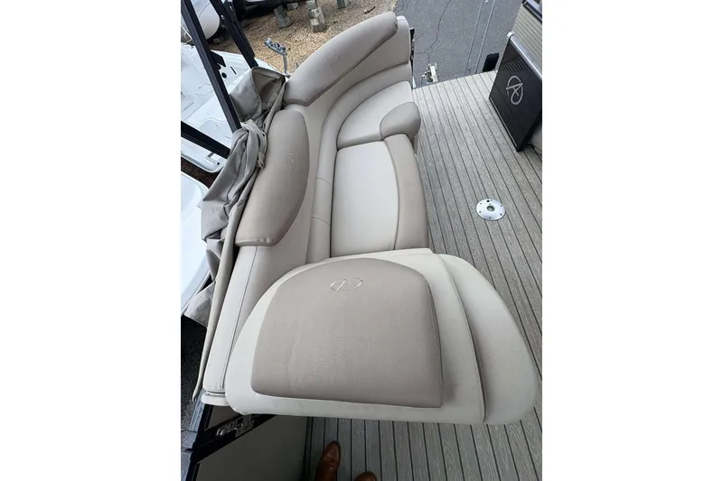 Slide: The Image of Luxurious seating on 2018 Avalon 2385 EL boat with beige upholstery. - 7