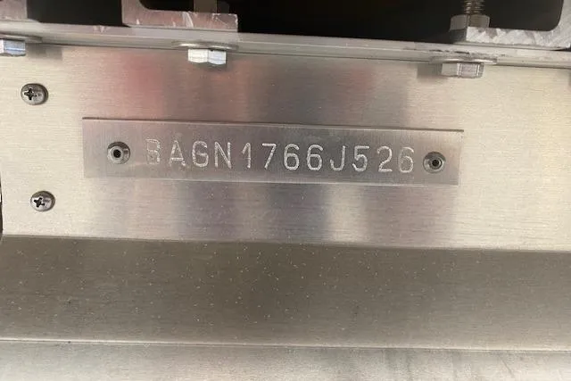 Slide: The Image of 2026 Bentley Pontoons Legacy 223 Navigator identification plate with serial number BAGN1766J526. - 25