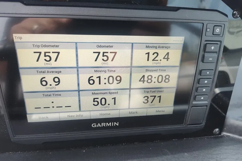 Slide: The Image of Garmin display showing trip data for 2022 Crownline 280 SS boat. - 28