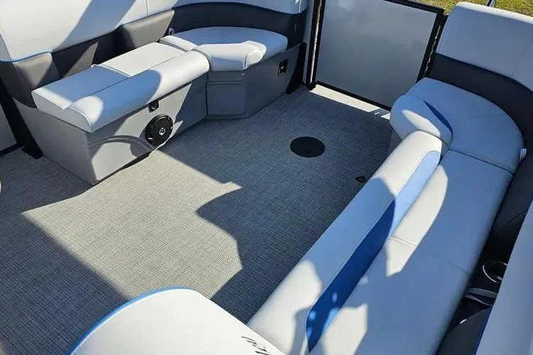 Slide: The Image of 2026 Bentley Pontoons Bolt 223 interior with spacious seating and modern design. - 21