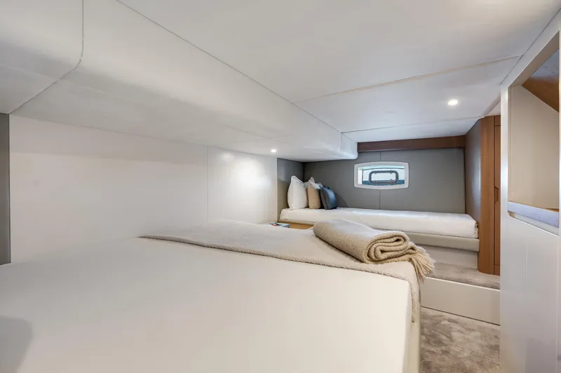 Slide: The Image of Interior cabin of 2021 Alen 55 yacht with cozy beds and modern design. - 28
