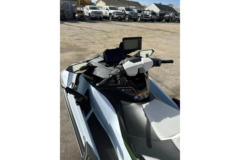 Slide: The Image of 2025 Kawasaki Ultra 160LX-S Angler jet ski with advanced dashboard controls. - 6