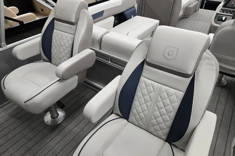 Slide: The Image of Luxurious seating on 2026 Godfrey Sweetwater 2286 FS pontoon boat, featuring elegant design and comfort. - 16