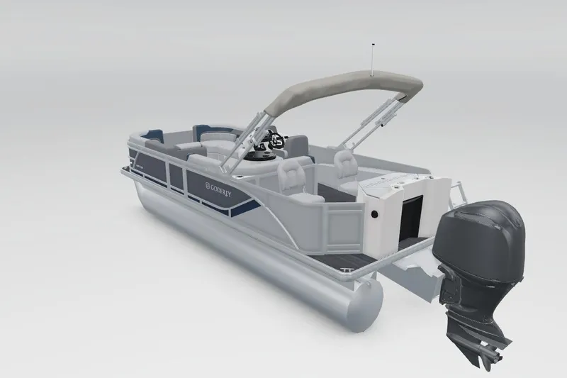 Slide: The Image of 2026 Godfrey Sweetwater 2286 FS pontoon boat with outboard motor and canopy. - 2