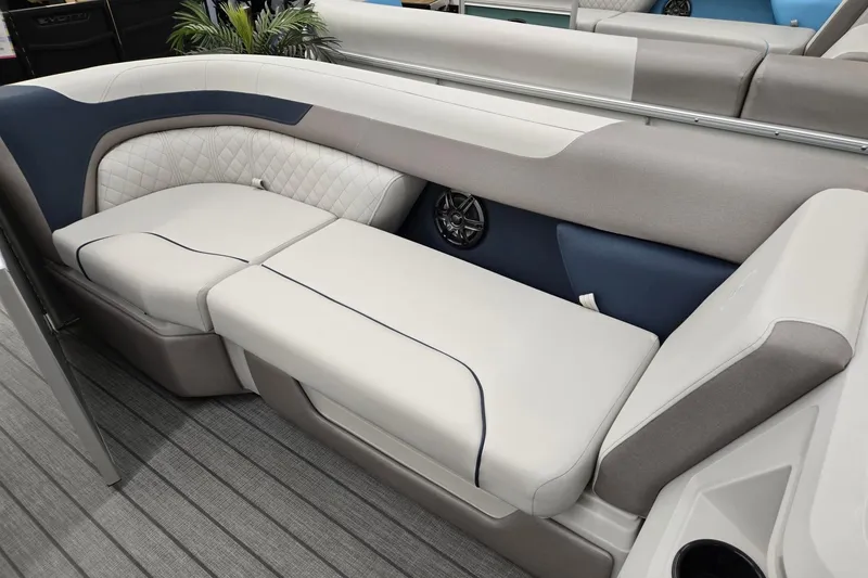 Slide: The Image of Luxurious seating on 2026 Godfrey Sweetwater 2286 FS boat, featuring elegant upholstery and modern design. - 25