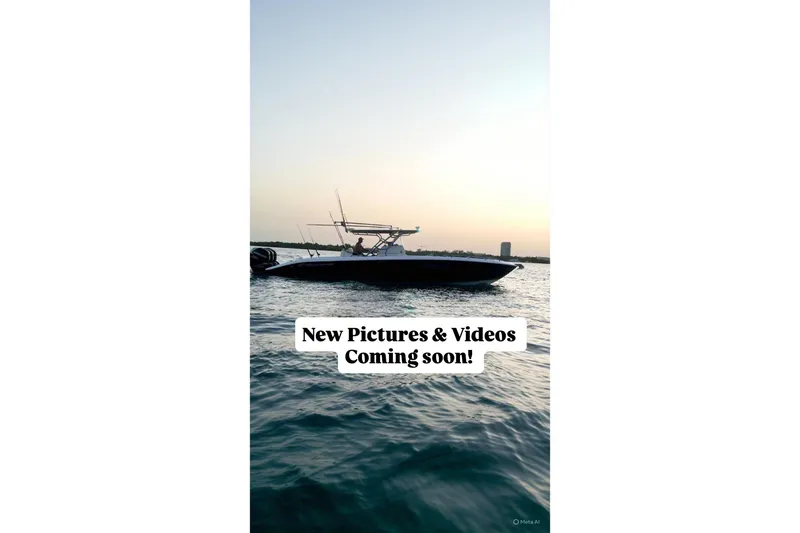 The Image of 2013 Midnight Express 39S Open boat on water at sunset, with text overlay. - 0