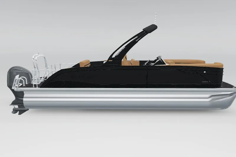The Image of 2026 Godfrey Monaco 255 MTF pontoon boat, sleek black design, luxurious seating. - 0