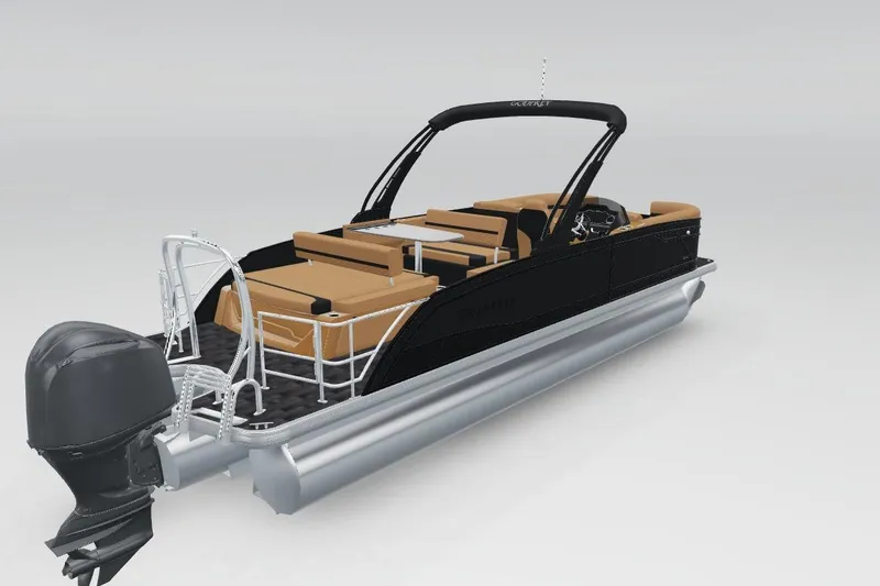 Slide: The Image of 2026 Godfrey Monaco 255 MTF pontoon boat with sleek design and modern features. - 2