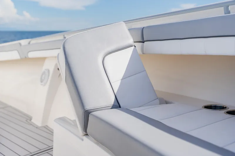 Slide: The Image of Luxurious seating on a 2018 Regulator 41 boat with ocean view. - 112