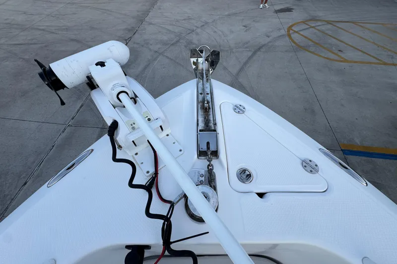 Slide: The Image of Bow view of 2008 Everglades 290 Center Console with trolling motor and anchor. - 21