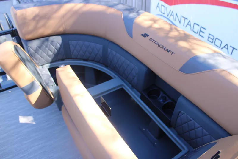 Slide: The Image of Luxurious seating on 2026 Starcraft SLS 3 RL boat with quilted upholstery. - 29