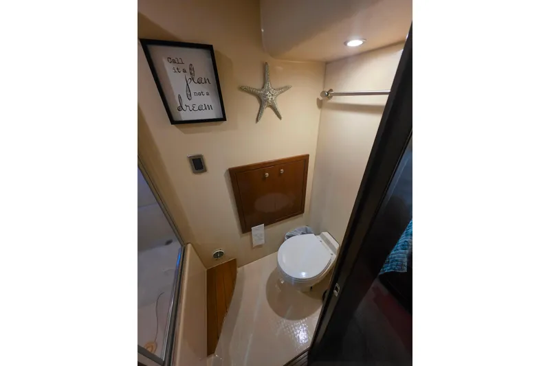 Slide: The Image of Bathroom interior of 2005 Meridian 580 Pilothouse yacht with shower and decor. - 29