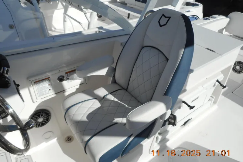 Slide: The Image of Luxury seating on 2026 Sea Fox 268 Traveler boat, featuring diamond-stitched upholstery. - 9