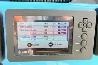Slide: The Image of Yamaha display showing engine hours on 2021 Tidewater 272 CC Adventure boat. - 13