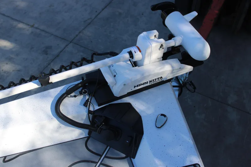 Slide: The Image of Minn Kota Terrova motor on 2026 Xpress H20B Bay boat deck. - 20