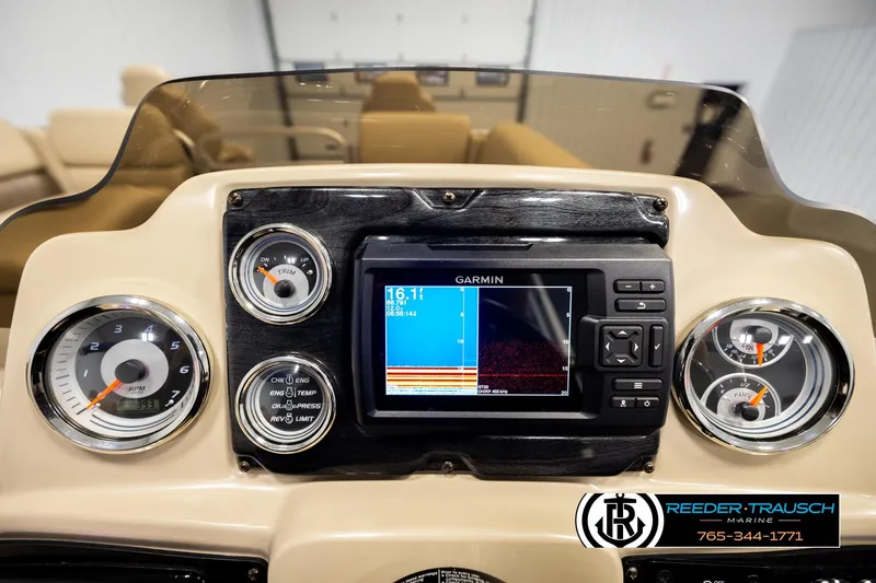 Slide: The Image of Dashboard of 2020 Avalon VEN FNC with Garmin display and gauges. - 35