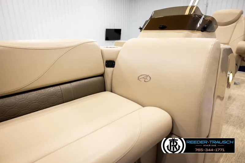 Slide: The Image of Luxurious beige seating in 2020 Avalon VEN FNC boat interior. - 40