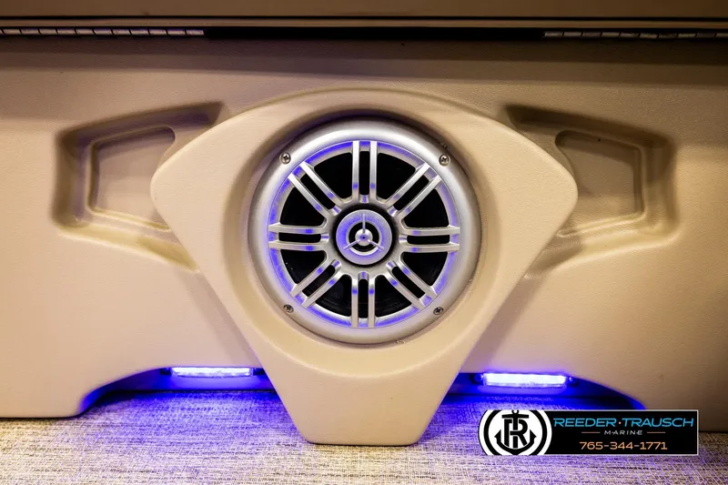 Slide: The Image of Speaker system in 2020 Avalon VEN FNC boat with blue LED lighting. - 42
