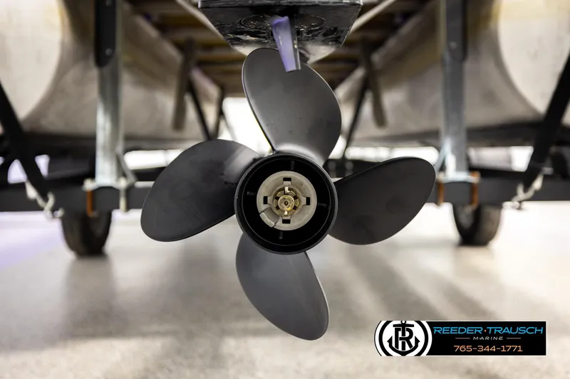 Slide: The Image of Close-up of a 2020 Avalon VEN FNC boat propeller on a trailer. - 56