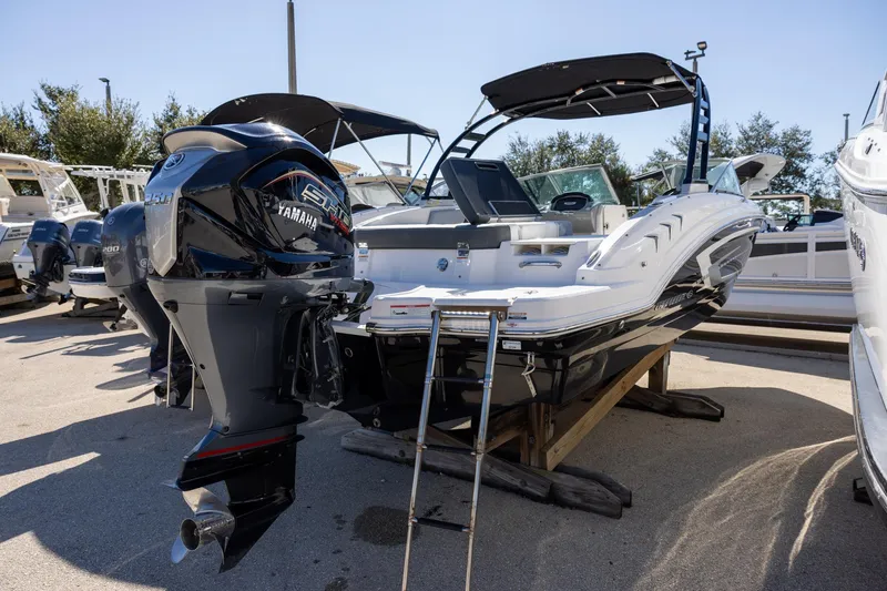 Slide: The Image of 2022 Chaparral 23 SSi OB boat with Yamaha outboard engine on display. - 2